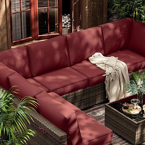 Miniatura 6 de 14 fundas de cojín para exteriores para todo tipo de clima, reemplazo impermeable con cremallera para muebles de patio, sofá seccional, 3 tamaños,