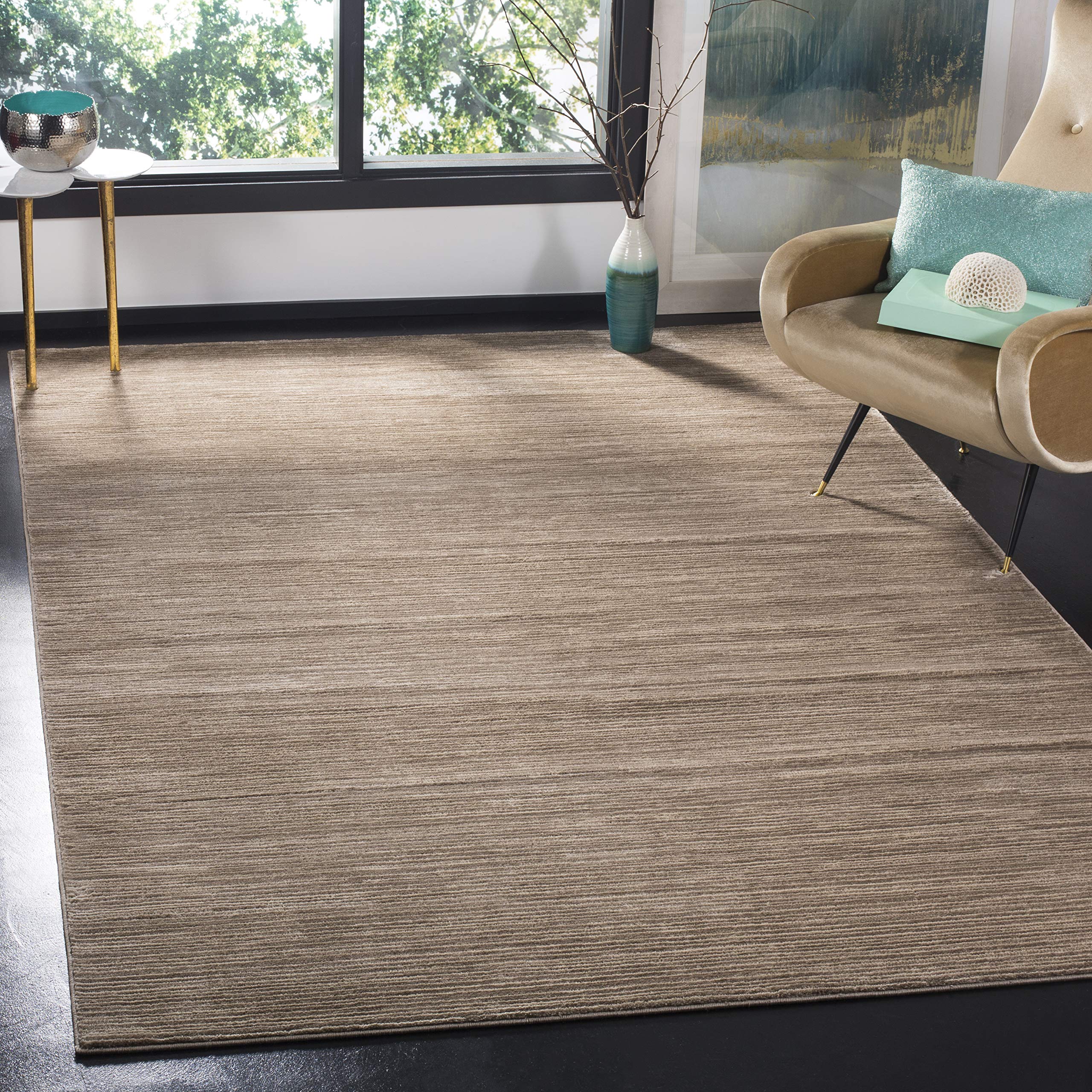 SAFAVIEH Vision Collection Area Rug - 8' Square, Light Brown, Modern Ombre Design, Non-Shedding & Easy to Clean, Ideal for Living Room, Bedroom,