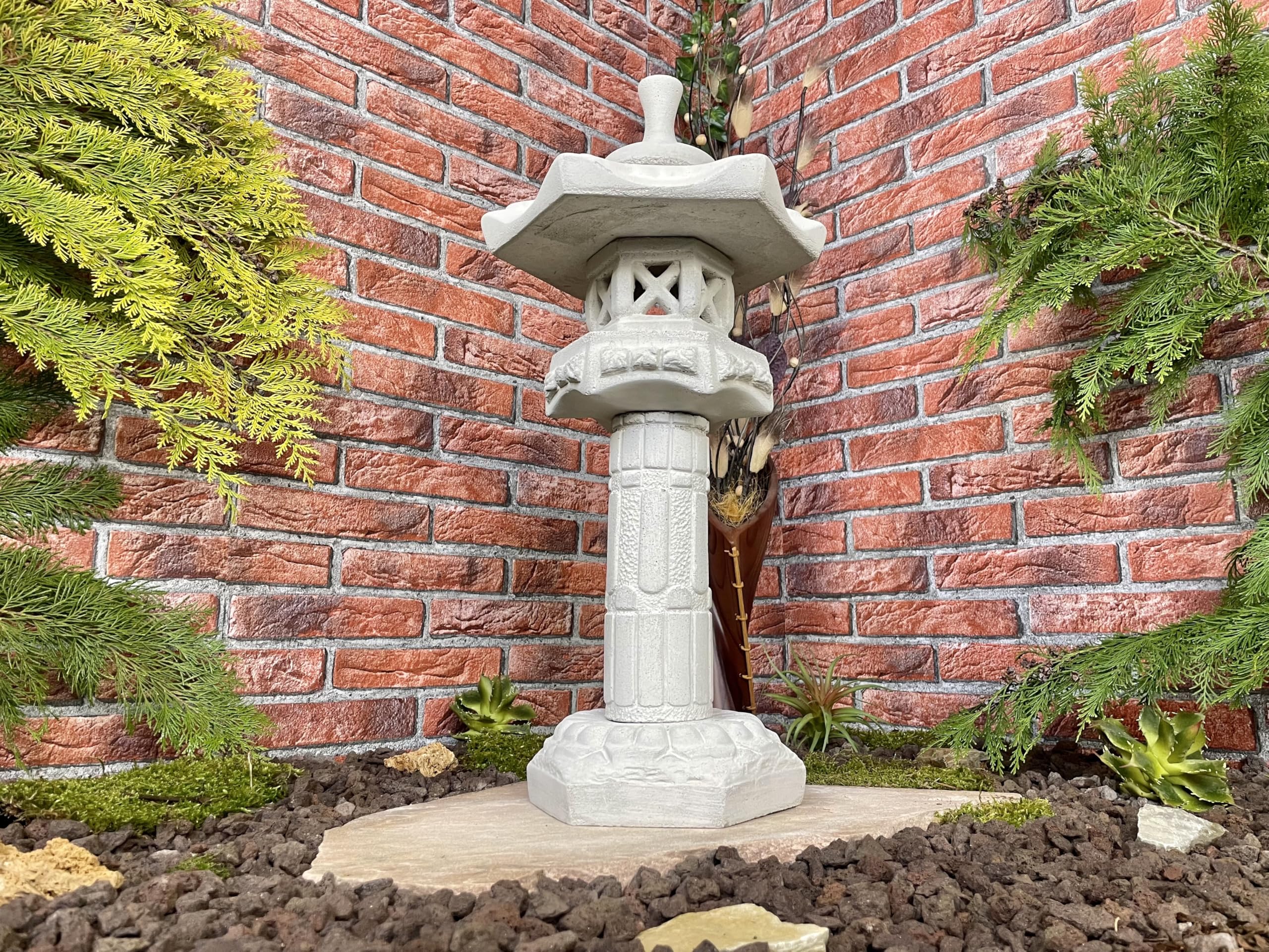 Steintempel im japanischen Stil 'Yukimi auf Säule A' - Handgefertigte Gartenfigur aus regionalem Steinguss - Zen - Dekoration für Garten & Terasse - wetterfest & langlebig