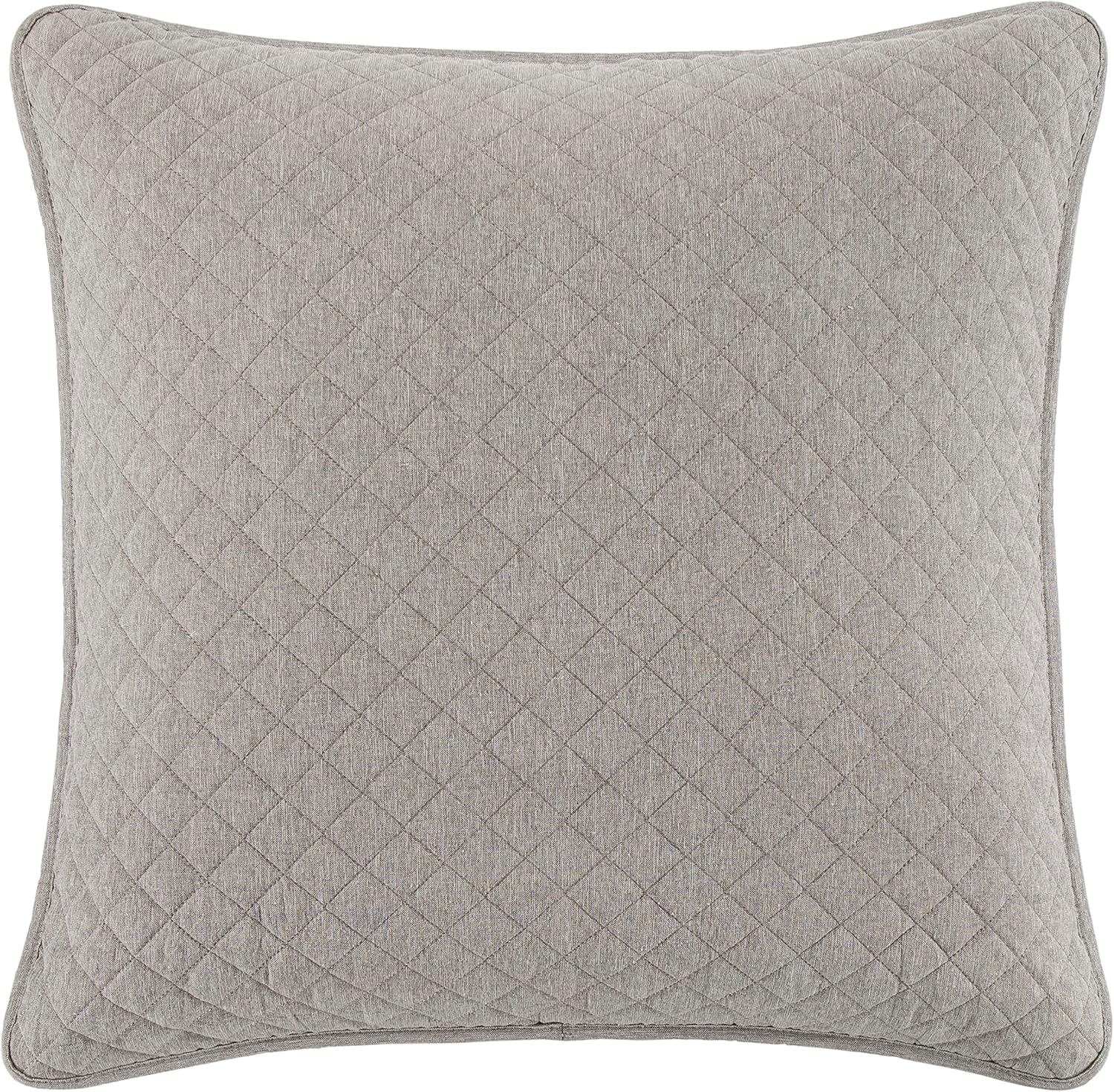 Indigo Hill by HiEnd Accents Anna Diamond Quilted Euro Pillow Sham, 27x27 inch, Taupe Solid Color, Rustic Traditional Farmhouse Style Euro Pillow Cover