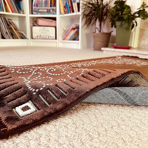 Miniatura 6 de Mihrab - Tapete de oración de terciopelo de lujo con estampado, 26.46 oz, peso  Fabricado en Turquía (café)