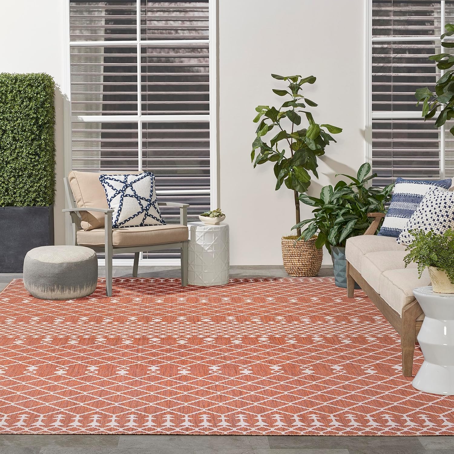 Amazon.com: Nourison Positano Indoor/Outdoor Terracotta 9' x 12' Area ...
