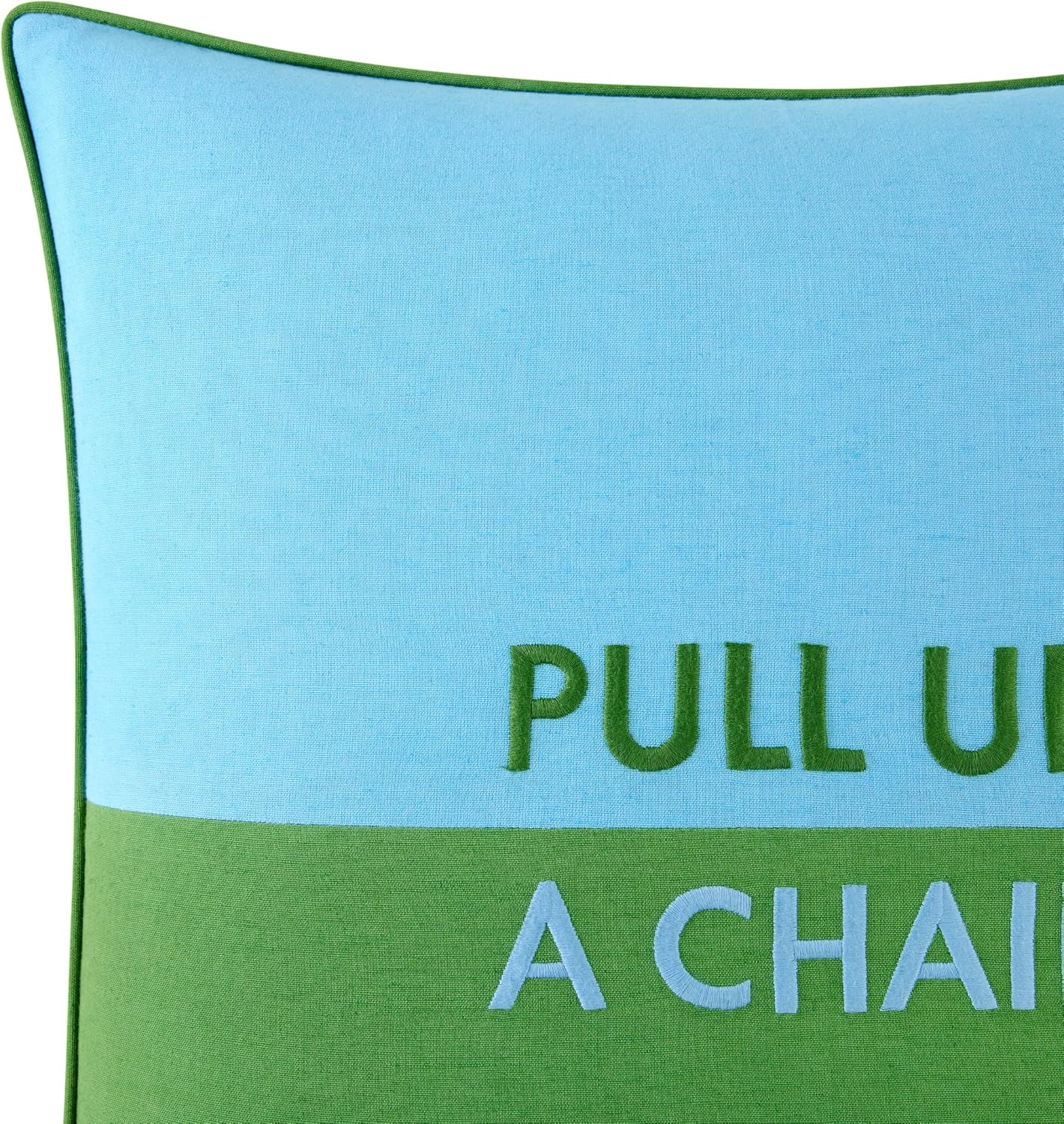 kate spade new york Pull Up A Chair Reversible Decorative Pillow, 20" x 20" Throw Pillow for Bed or Sofa, Cotton and Linen Cover, Blue and Green