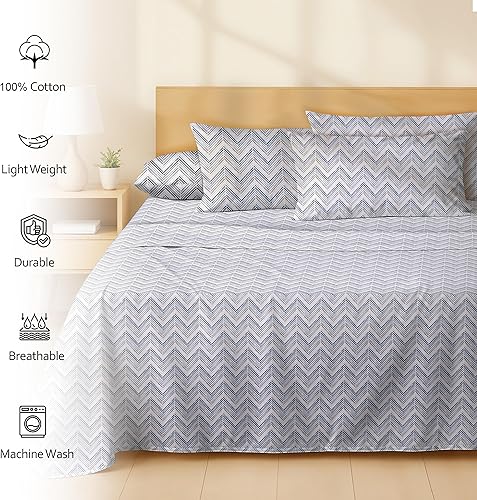 Miniatura 2 de RUVANTI Juego de 6 sábanas de algodón - Sábanas de cama de percal crujiente de algodón 100% natural suave, ligero y transpirable, juego de sábanas