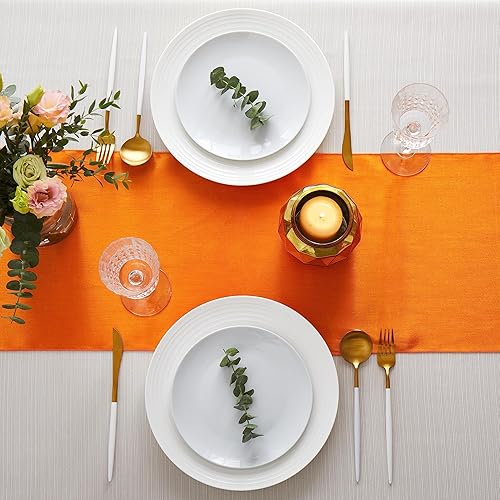 Miniatura 3 de 4 caminos de mesa de satén naranja de 12 x 108 pulgadas, elegante y suave, decoración de mesa de tela sedosa para decoración de boda, banquete de