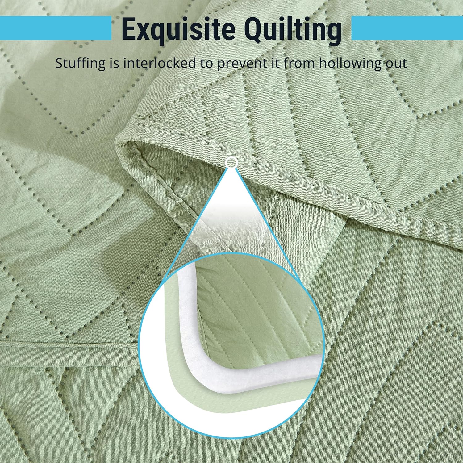 HLC.ME Weston - 3 Piece Full Queen Size Quilt Set, Lightweight Queen Bedspread Coverlet Set (Full/Queen, Sage Green) - Image 4