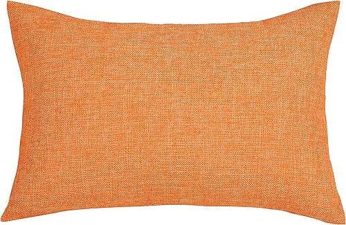 Miniatura 5 de TangDepot Funda de cojín de lino con forro pesado, funda de almohada lumbar, funda de almohada para interiores y exteriores (12 x 20 pulgadas,