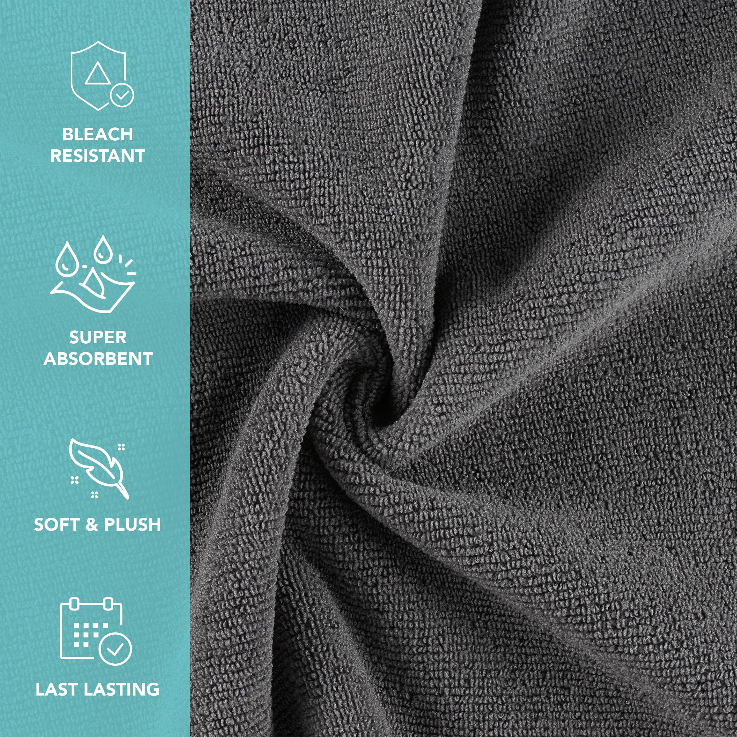 Arkwright - Juego de 24 toallas de salón de microfibra resistentes al blanqueamiento, absorbentes para secar el cabello, perfectas para salón y spa, 16 x 27 pulgadas, color gris