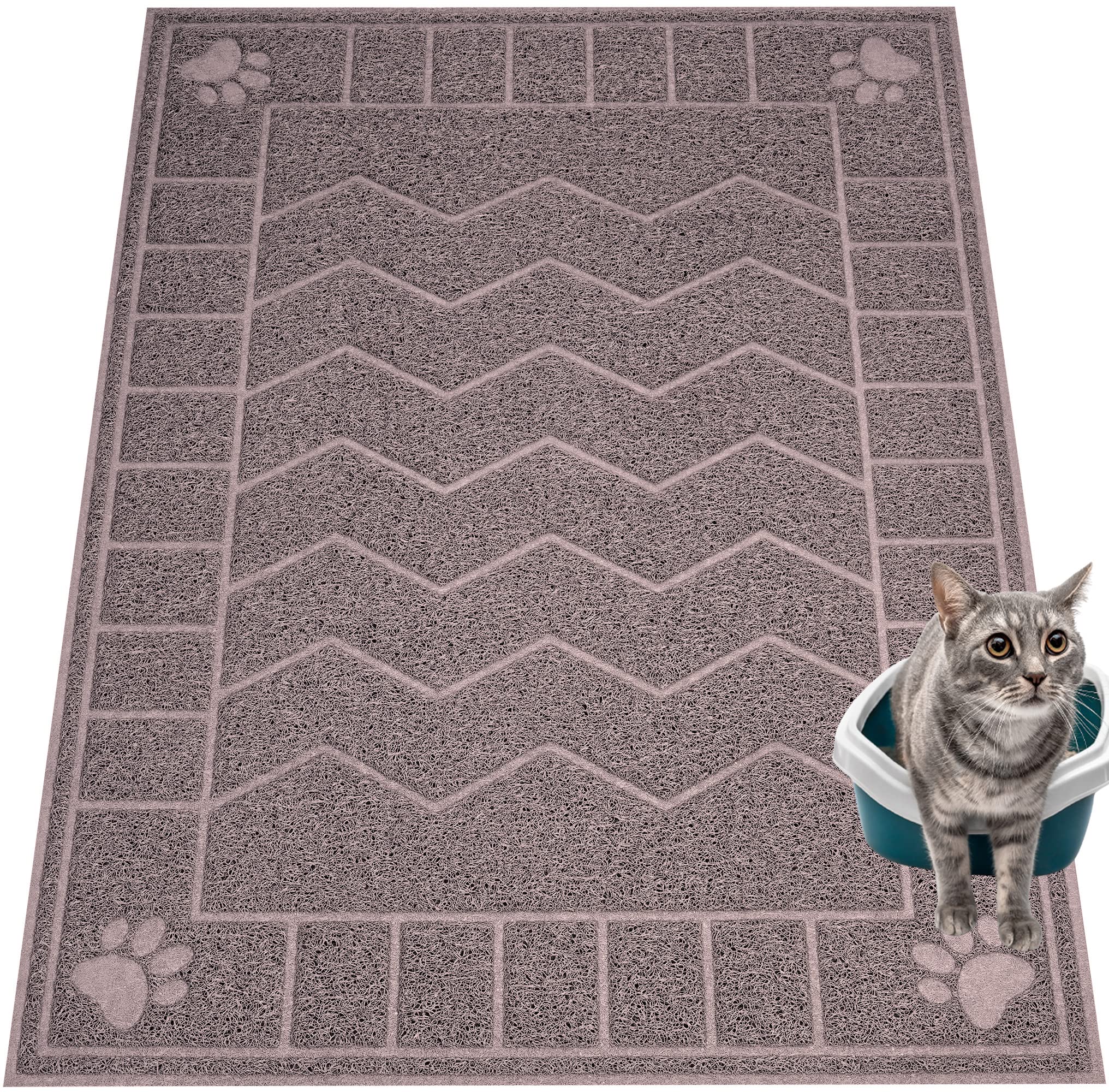 Cat Litter Box Mat, 47" x 35" Large Waterproof Litter Trapping Mat
