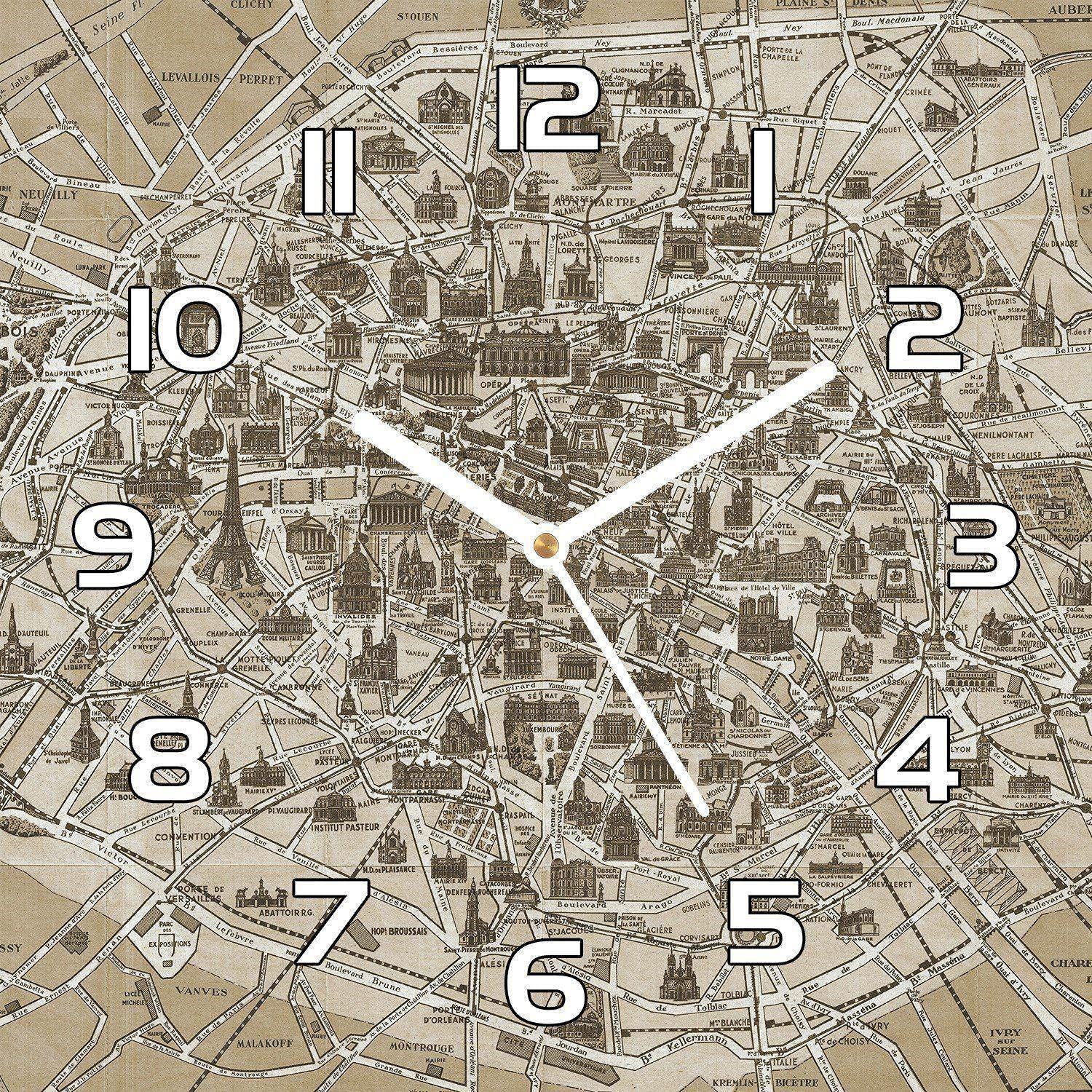 Horloge murale cuisine en verre sécurité lisible aiguilles blanches 30x30