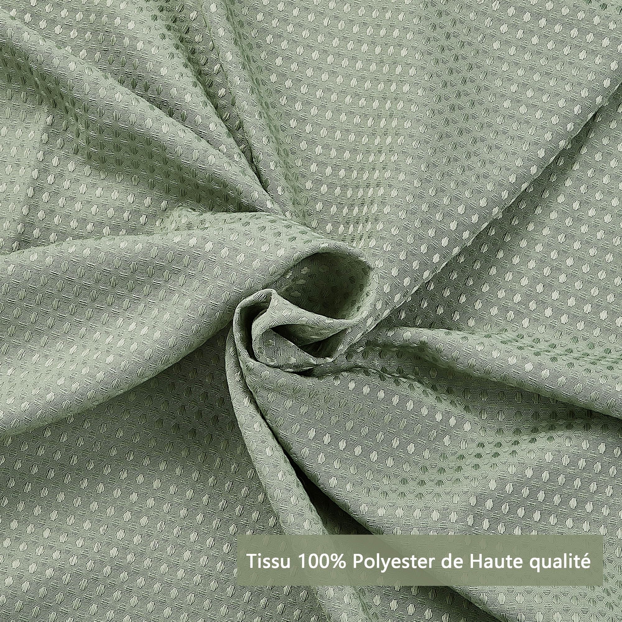 Rideau de Douche en Tissu Polyester Lavable en Machine Imperméable 183 x 183 cm avec 12 Crochets Vert