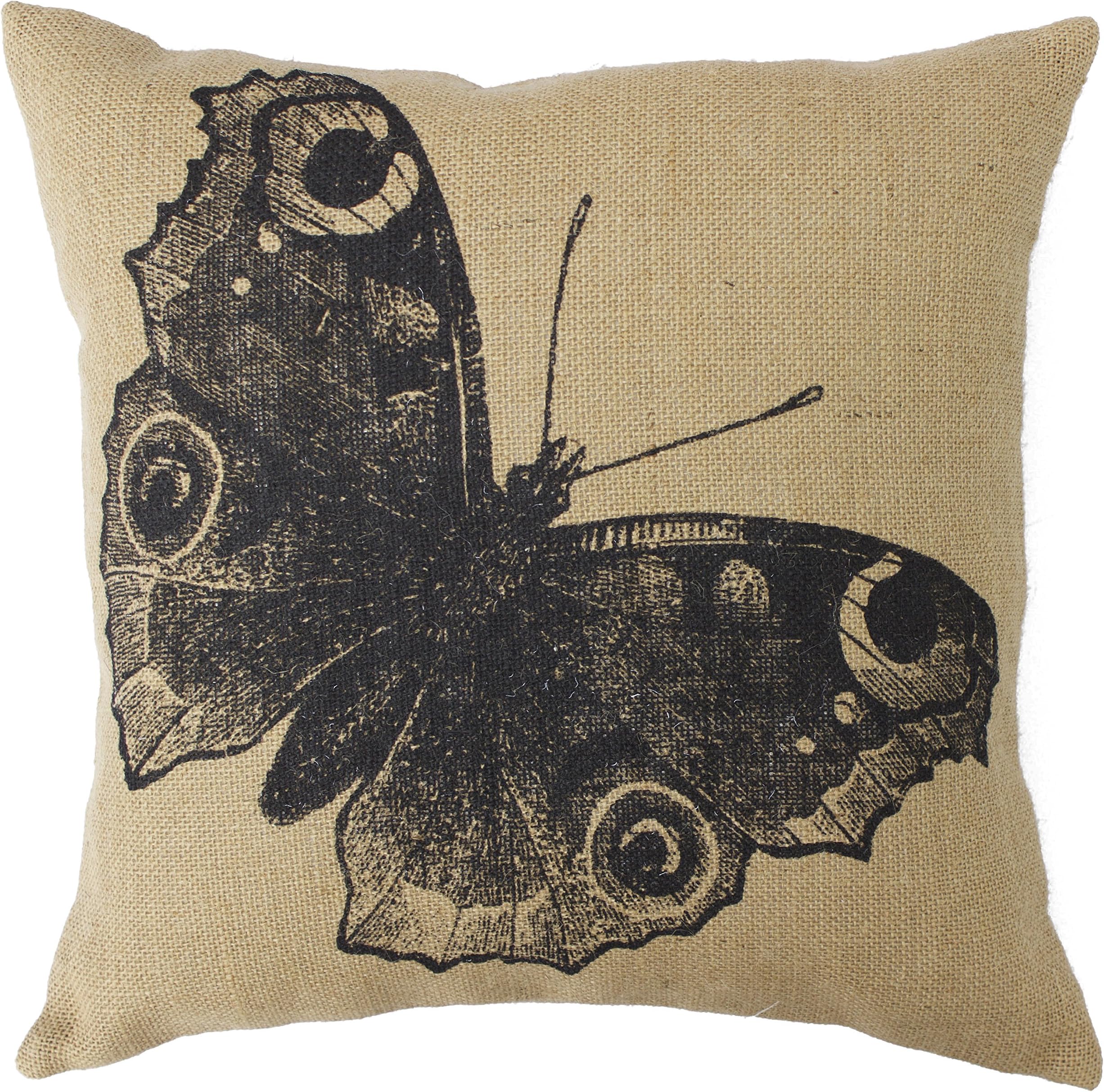 Park Hill 16" Decorative Country Feed Sack Burlap Pillow (Butterfly)