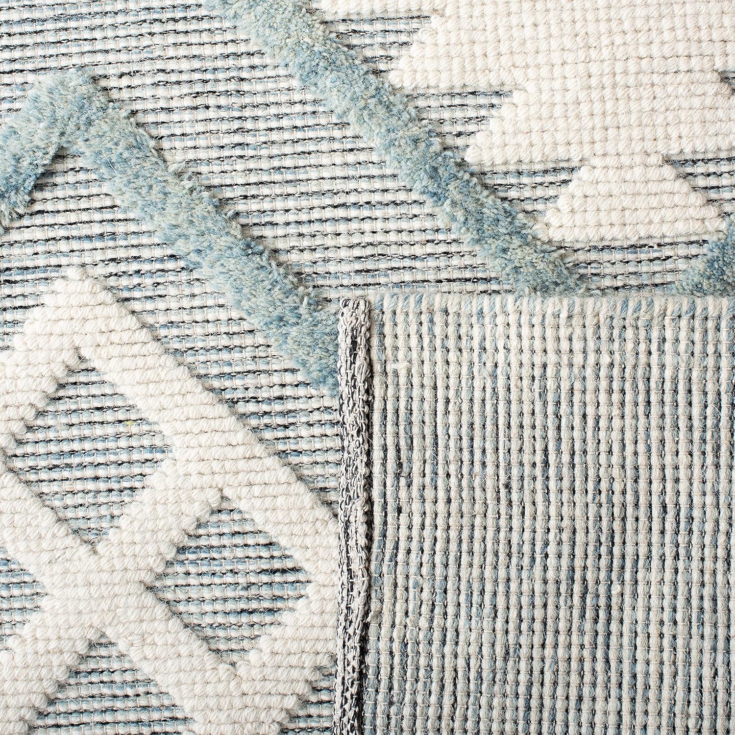 SAFAVIEH Vermont Collection Runner Rug - 2'3" x 9', Blue & Ivory, Handmade Wool, Ideal for High Traffic Areas in Living Room, Bedroom (VRM603M)