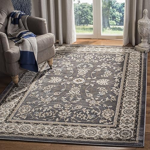 SAFAVIEH Lyndhurst Collection - Alfombra de área de 6 x 9 pies, color gris y crema, diseño oriental tradicional, no desprende pelusa y de fácil