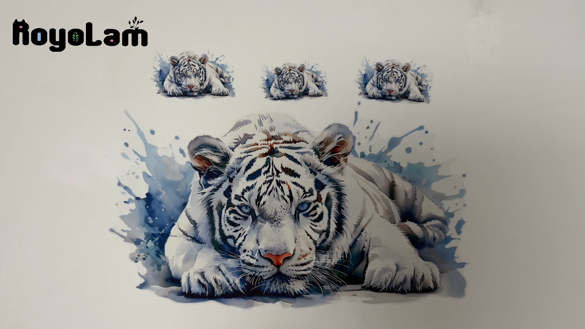 Vinilo decorativo tigre blanco para pared removible impermeable miniatura 7