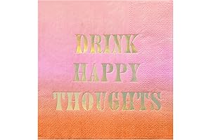 C.R. Gibson Drink Happy Thoughts Disposable Cocktail Napkins for Parties