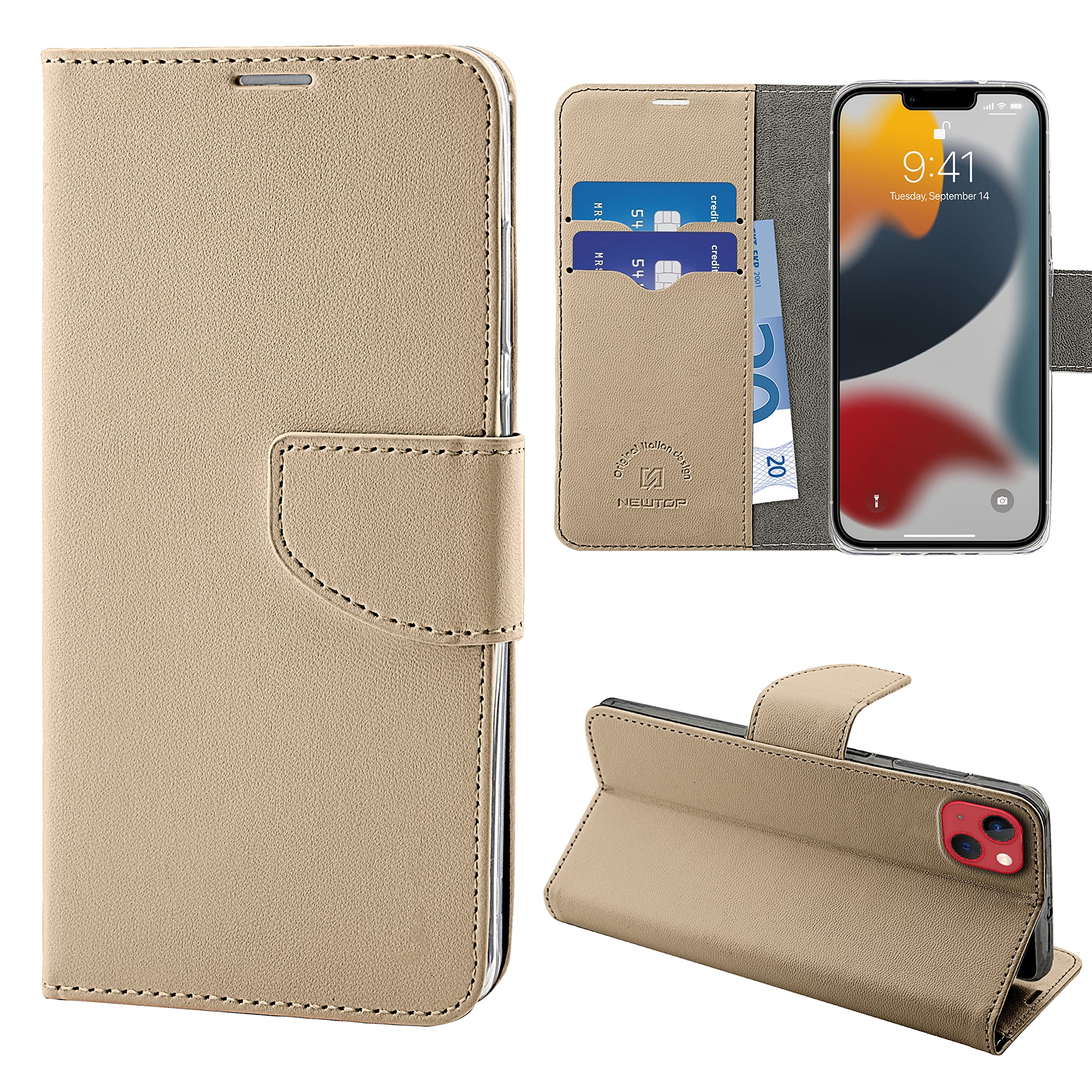 N NEWTOP Cover Portafoglio Per IPhone 6/6S – Custodia Libro In Simil Pelle Bianca, Chiusura Magnetica, Slot Carte E Funzione Stand - 2
