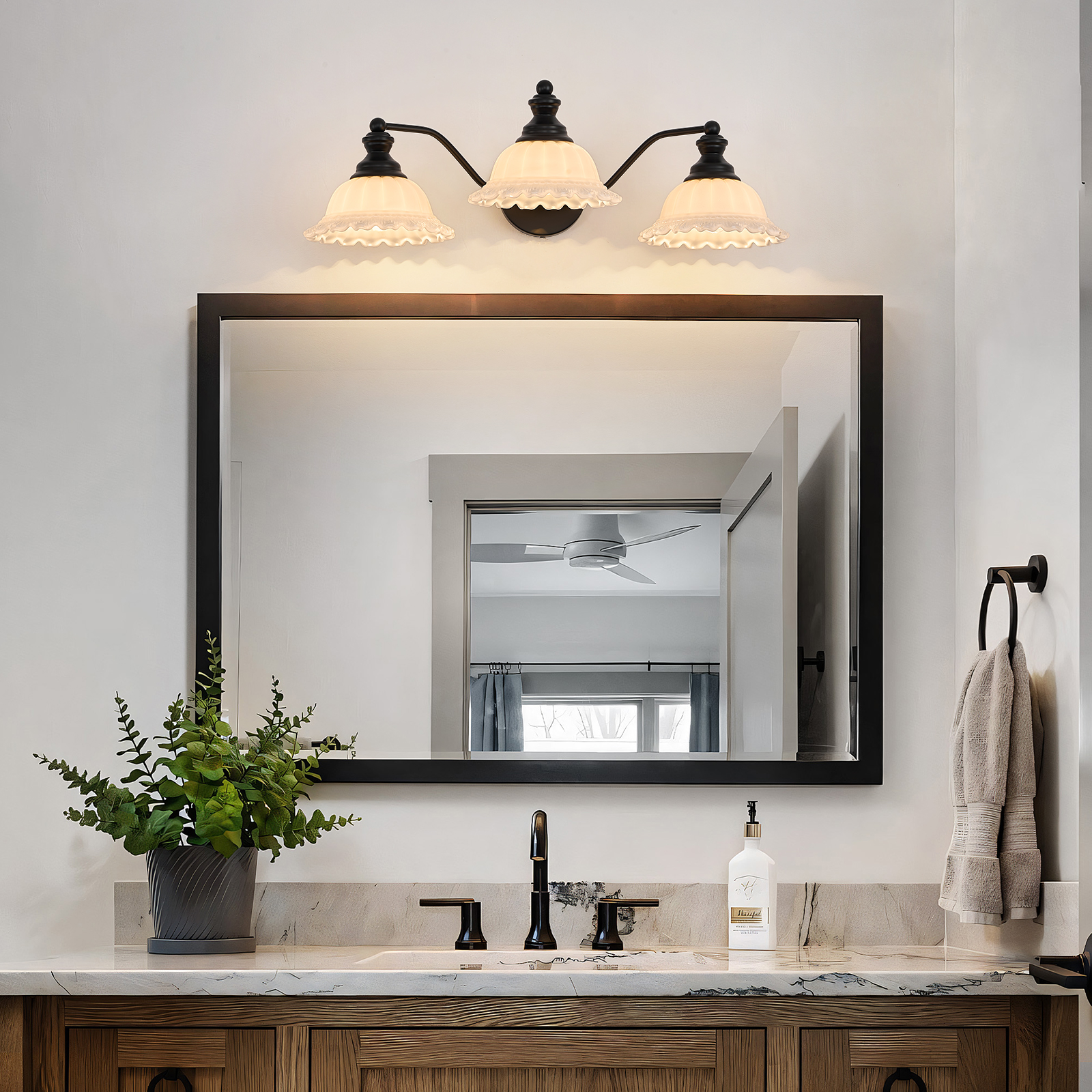 Image of XIEDUN Black 3 Light Vanity Light Modern Bathroom Vanity Light Fixture