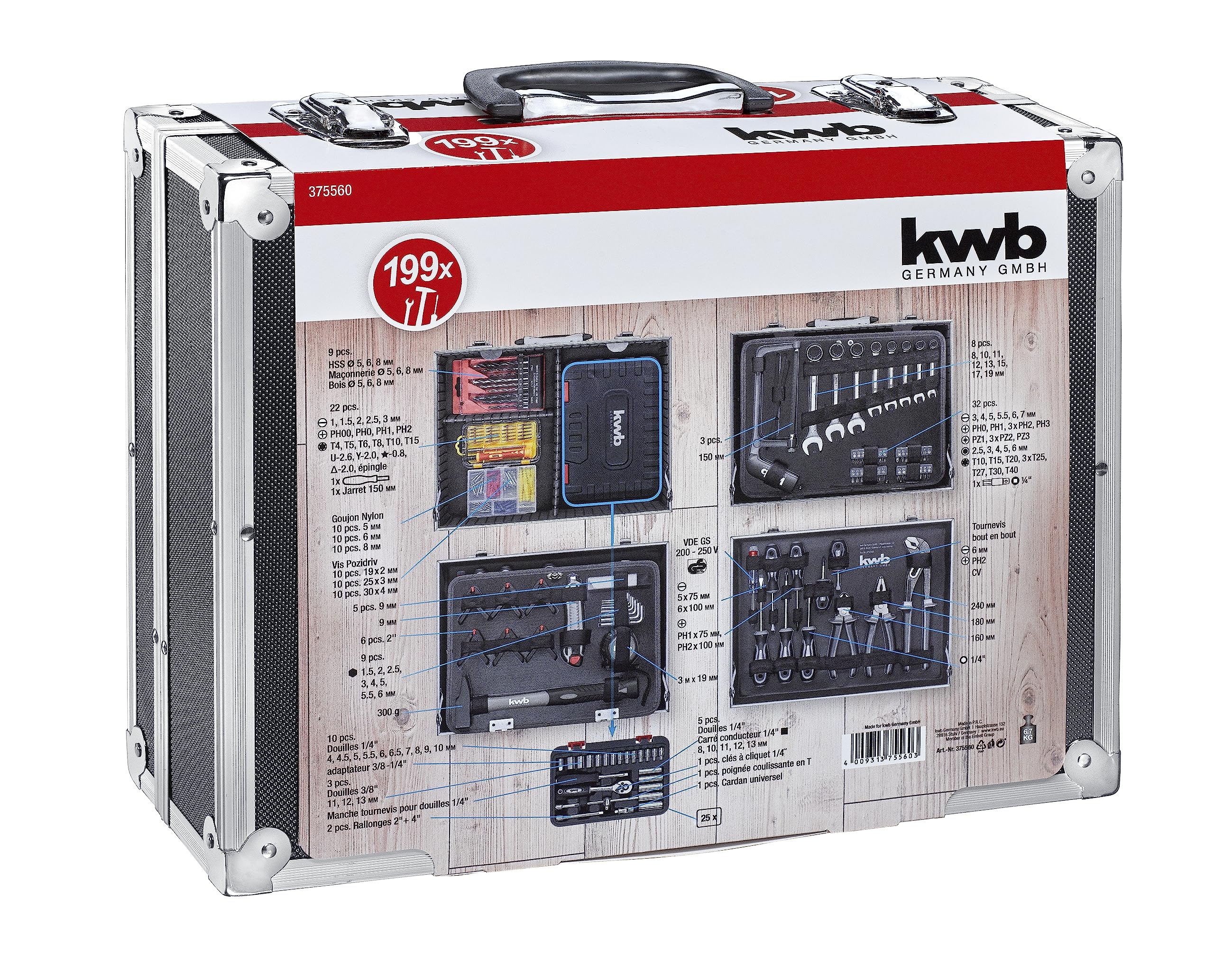 kwb - Caja de herramientas de 199 piezas