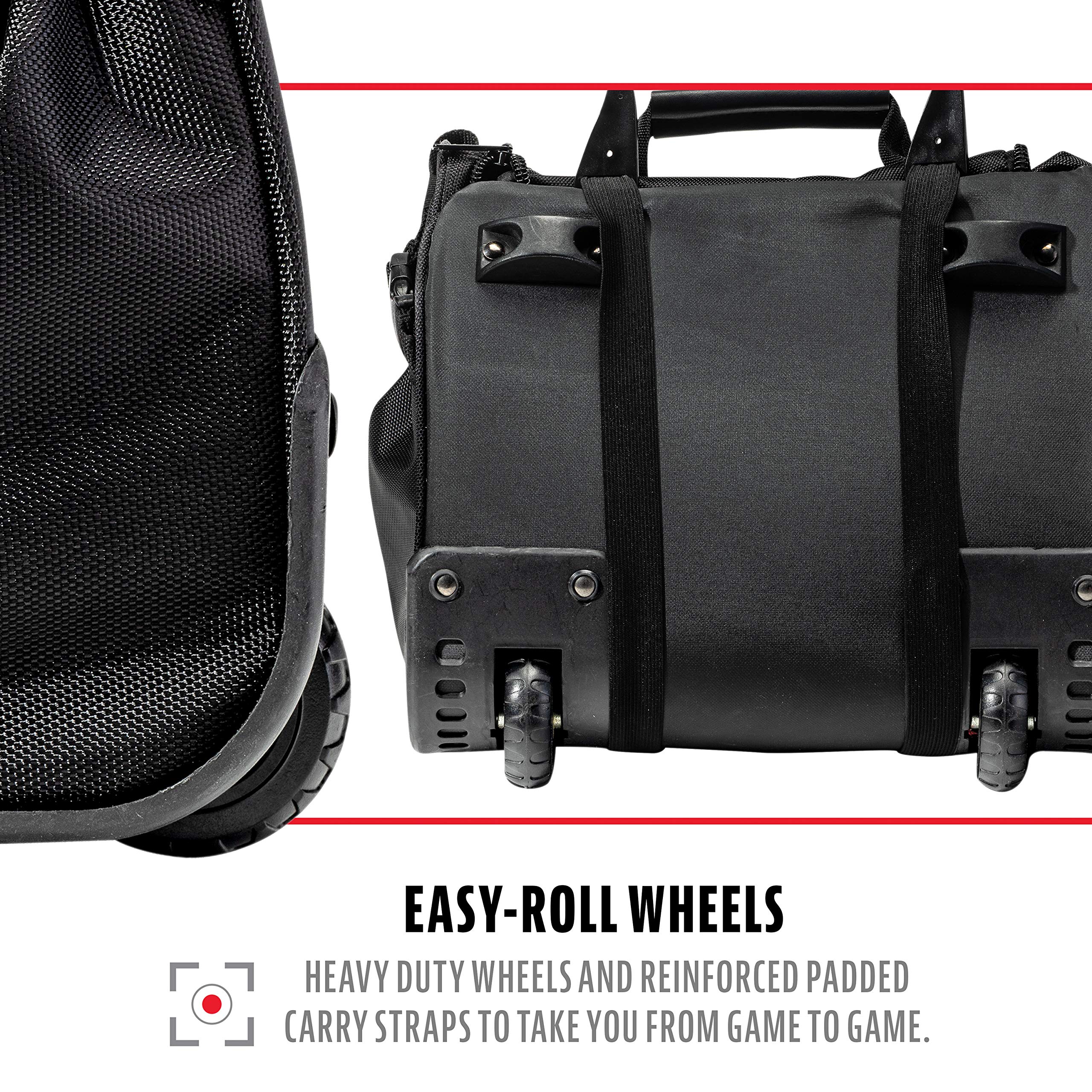 Franklin Sports Traveler Roller - Bolsa para Equipo de béisbol y sóftbol, Color Negro, poliéster 1680D, Resistente al Agua, Color Negro, Black, L, Durabilidad:
