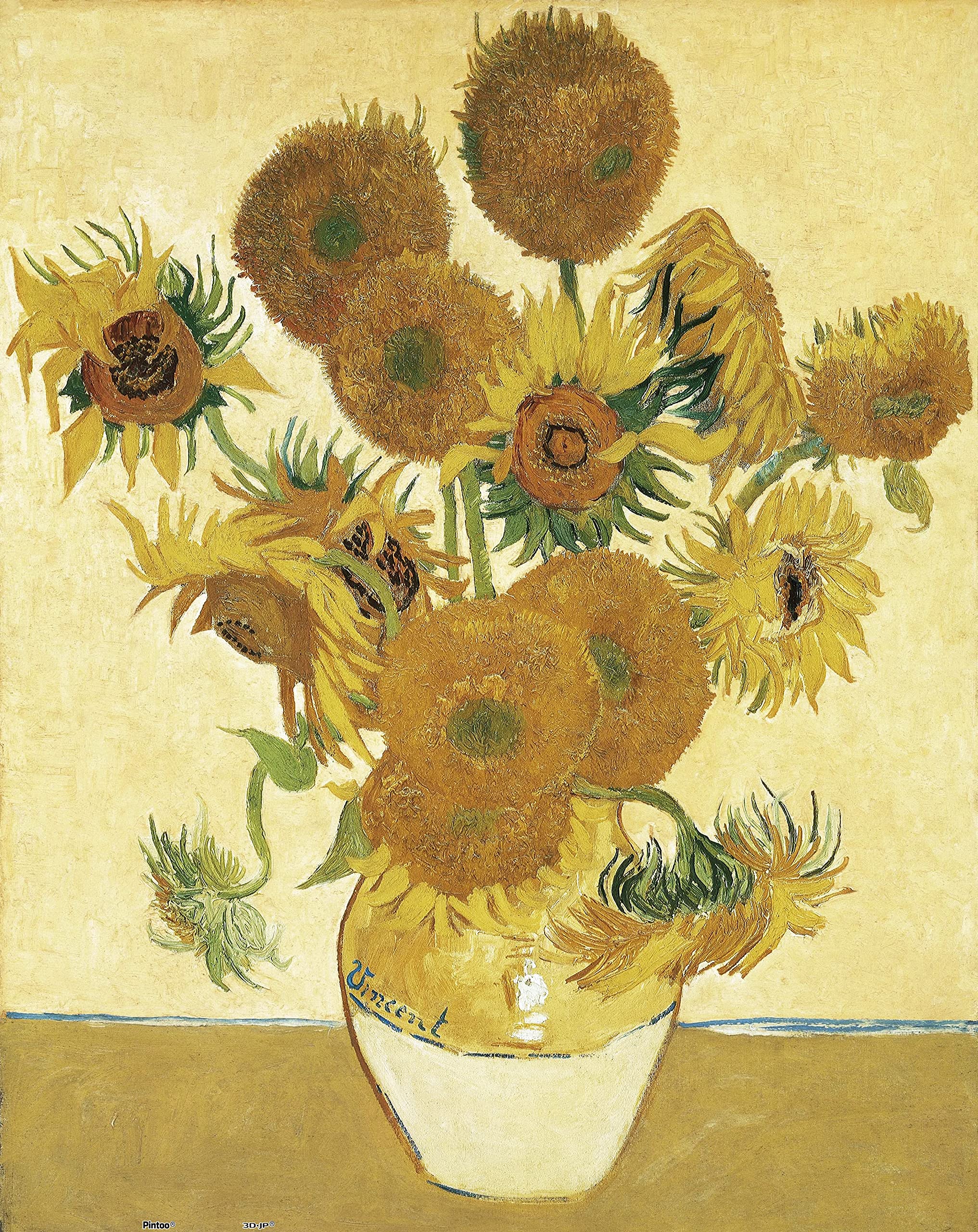 Pintoo Jigsaw Puzzles 500 Piece for Adults - Gogh, Vincent Van - Sunflowers, 1888 Beautiful Plastic Puzzle for Home Decor Zero Dust Easy Storage [H1773]