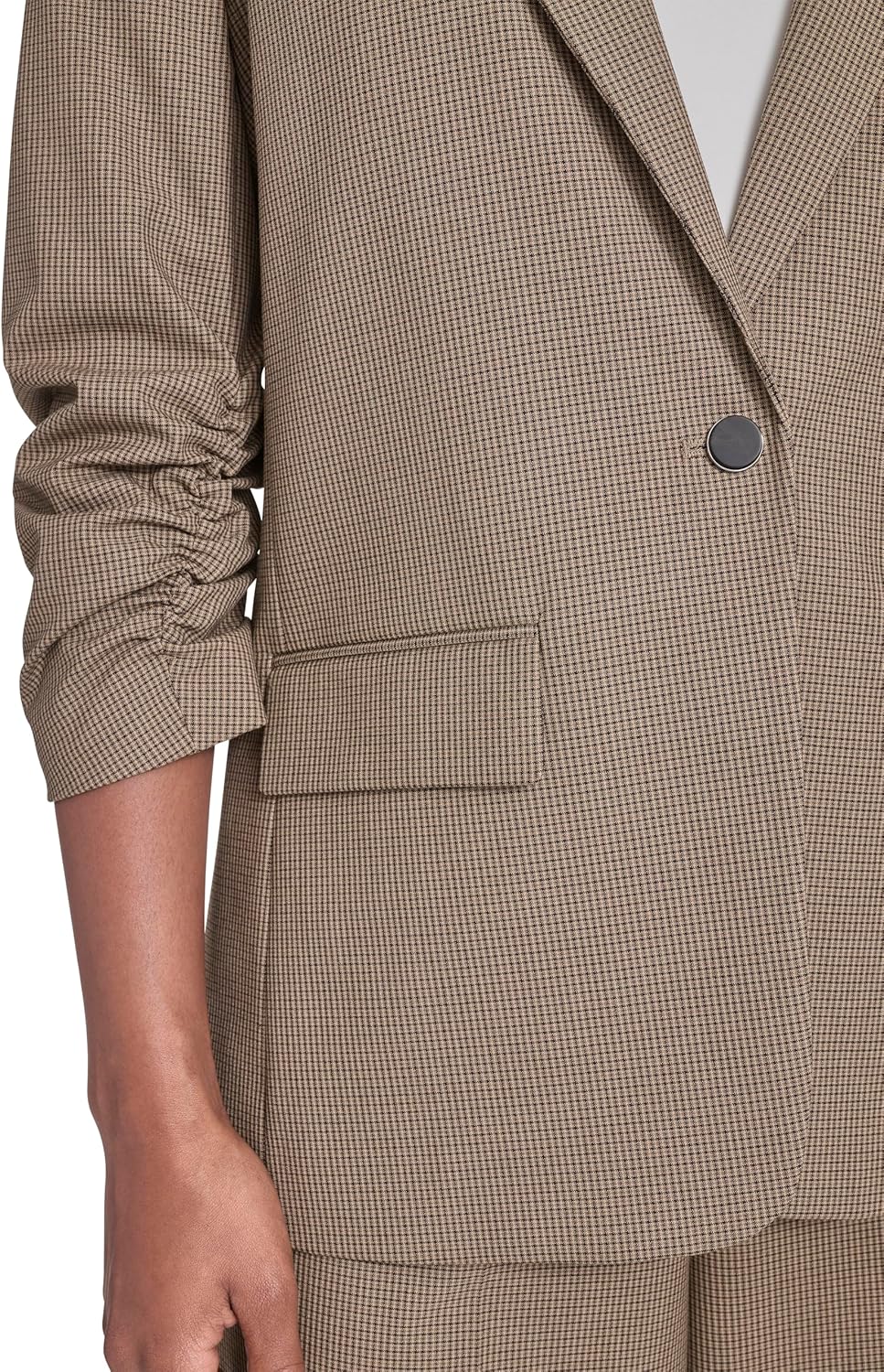 Calvin Klein womens Shoulder Padding One Button Front Pocket Notch Collar Jacket - Image 5