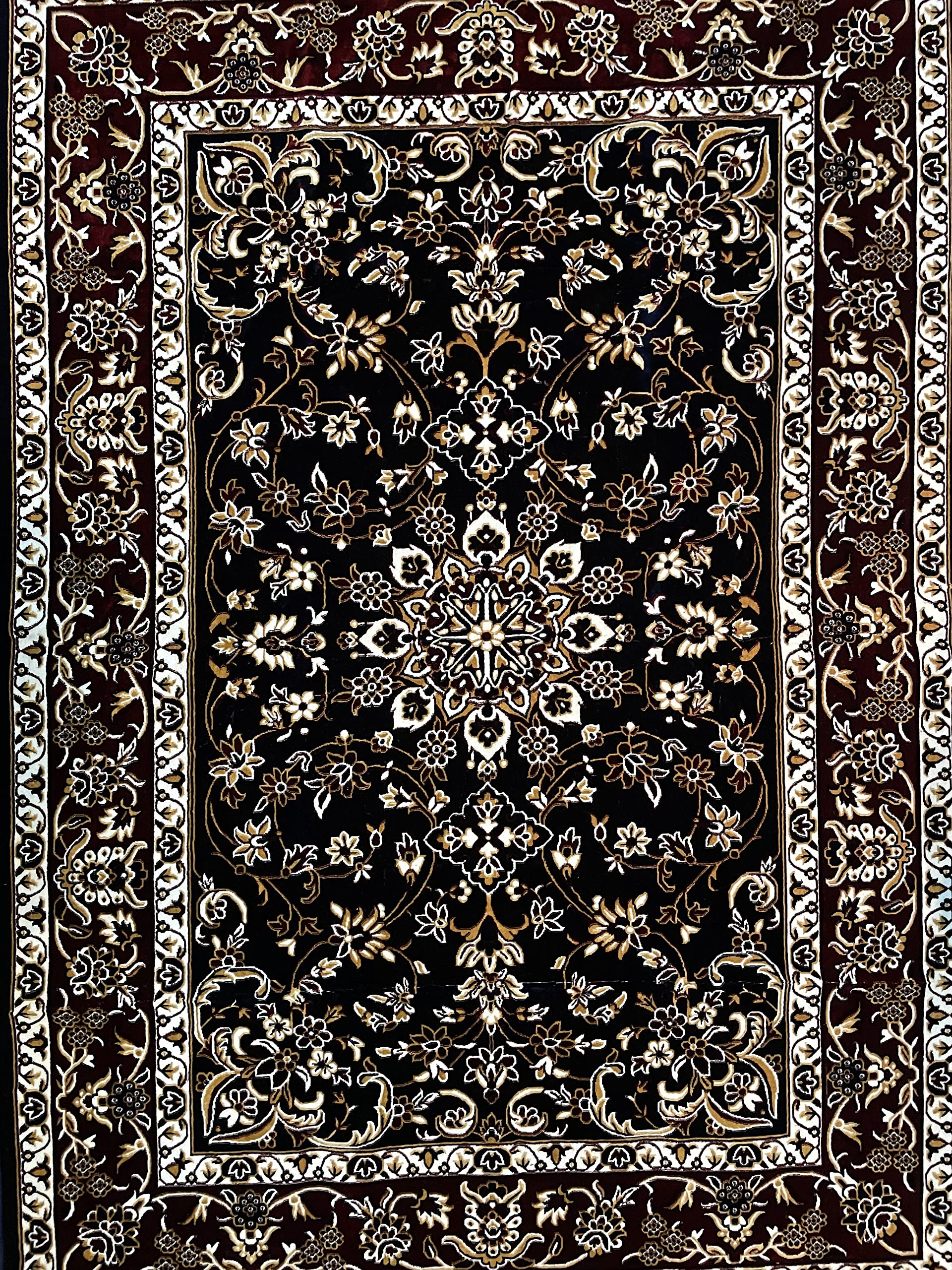 Gurukirpa Traders Carpets for Living Room 5x7 feet Thick Soft Fluffy Acrylic Chenille Carpet, Galicha, Satranji, Rug, Heavy Export Quality - 3 Kg, Anti Skid, Washable, Blue Brown White Gold Multicolor