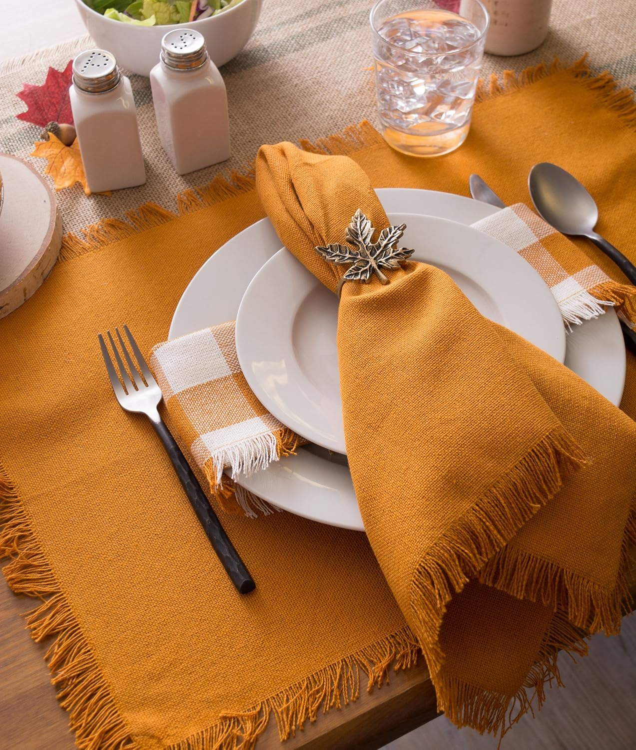 Nеw Prоduсt DII Everyday Collection, Fringed Solid Tabletop, Placemat Set, Pumpkin Spice, 6 Piece