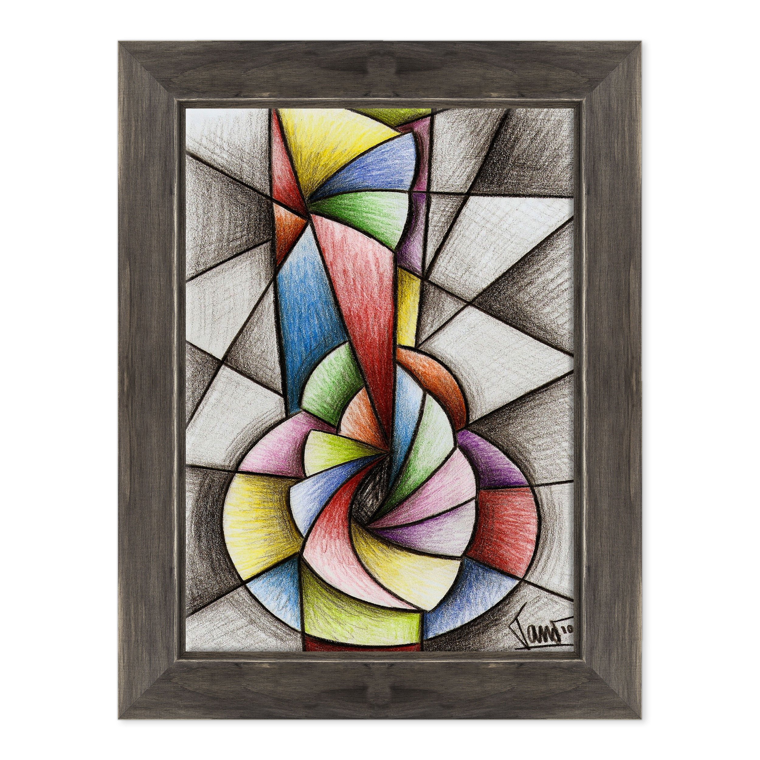 Quadro su Tela Canvas INTELAIATO - con Cornice - Chitarra Arte Astratta - 50x70cm - Stile Country Nero Shabby - (cod.1943)