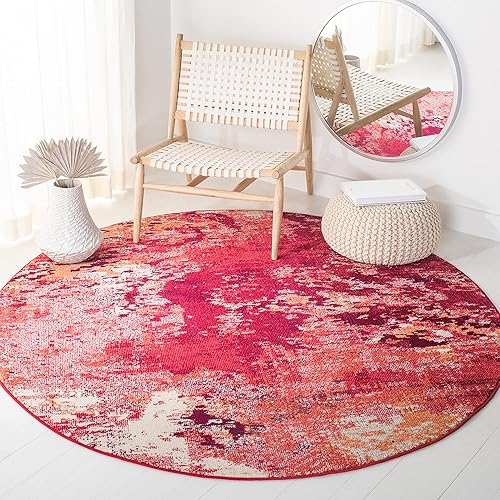 Miniatura 45 de SAFAVIEH Colección Madison - Alfombra decorativa de 4 x 6 pies, rojo y marfil, diseño moderno boho abstracto, no desprende pelusa y fácil de cuidar,