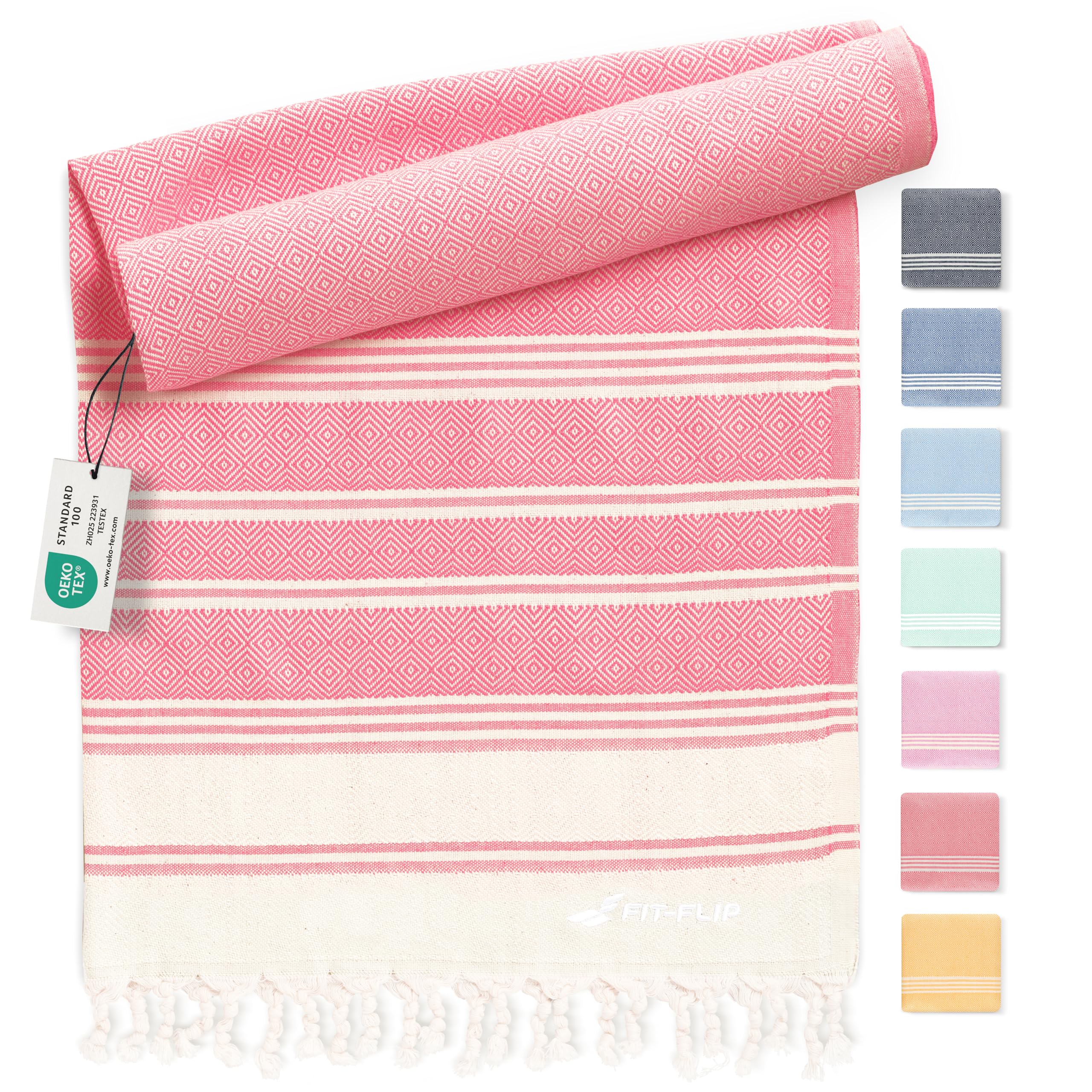 Toalla Hammam – Toallas de playa grandes de algodón 100% reciclado – Toalla turca de secado rápido, Fouta, toalla de playa grande pestemal ideal como toalla gigante de playa y sarong