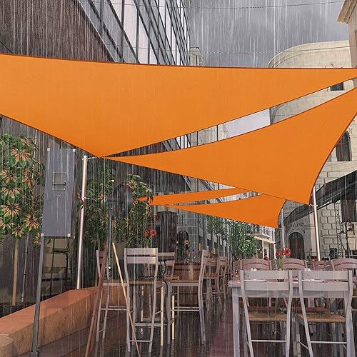 Miniatura 9 de Amgo AMTADT16 - Toldo tipo vela de tamaño personalizado, triangular, naranja, impermeable, 95% de bloqueo UV, resistente al agua, jardín, cochera,