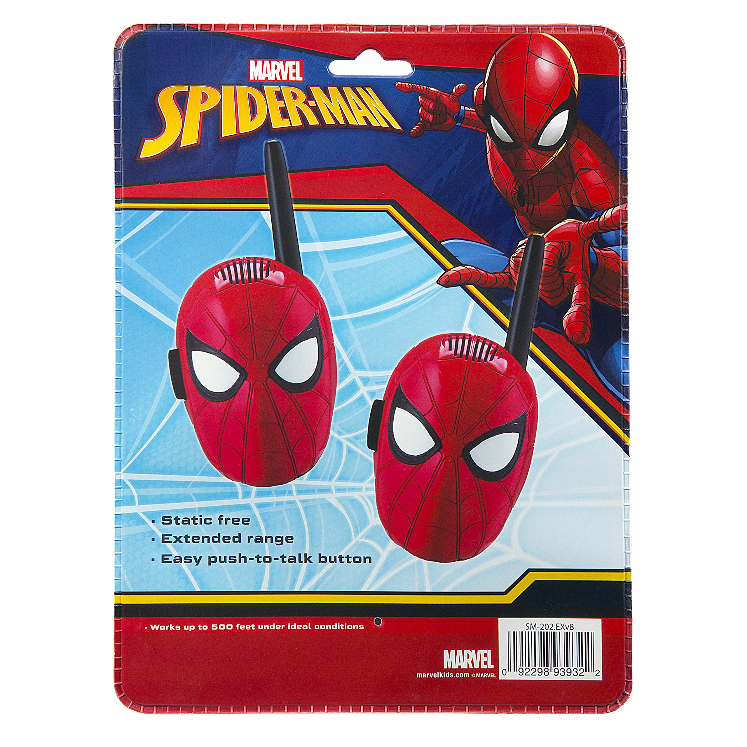 EKids Spiderman krótkofalówki dla dzieci, 2-kierunkowe radio dalekiego zasięgu z grafiką postaci i stylizacją, ręczne krótkofalówki dla dzieci, na zewnątrz, do wewnątrz, przygoda, gra, czerwone