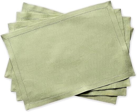 Maison d' Hermine Avignon - Tender Green 100% Linen Set of 4 Placemats (13"x19")
