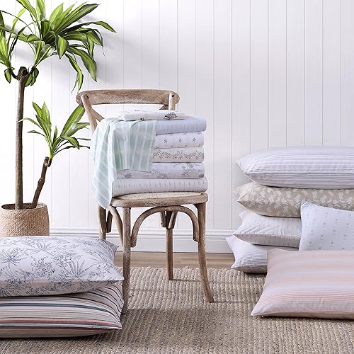 Miniatura 8 de Tommy Bahama - Juego de sábanas de percal, 100 % algodón, fresco, ligero y absorbente de la humedad, Queen, diseño palmas Kew azul