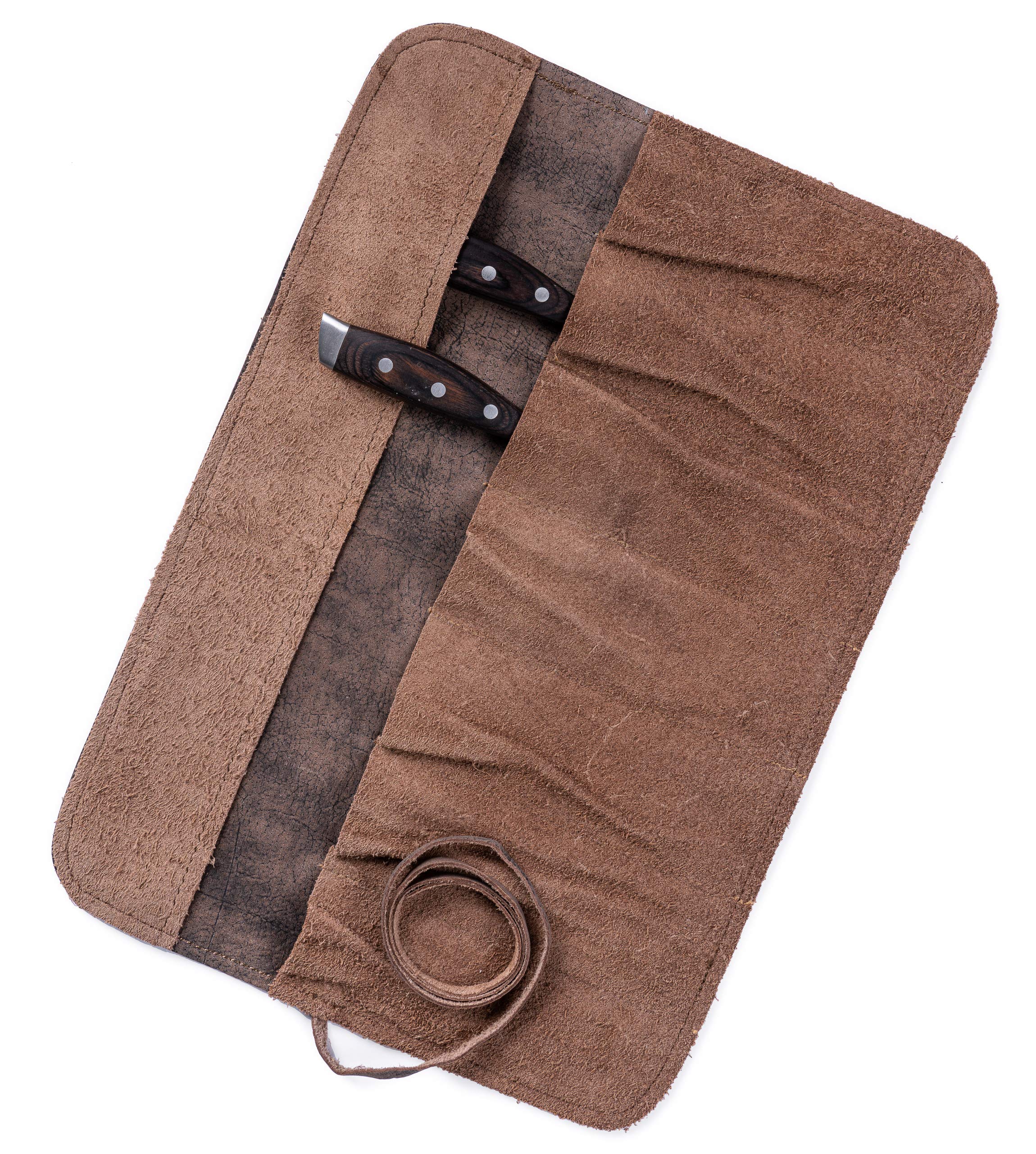 Angus Stoke Rouleau de Couteau de Chef en Cuir véritable de Haute qualité à 7 Fentes Steve - Sac à Outils Enroulable Sac à Outils fermable - Sac à Couteaux Steve (7 - Compartiments, Antiquité)