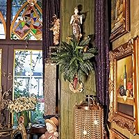 Vista 3 de Helechos artificiales para exteriores e interiores de 33 pulgadas de extensión, 2 tallos grandes, helecho Boston falso, plantas artificiales de seda