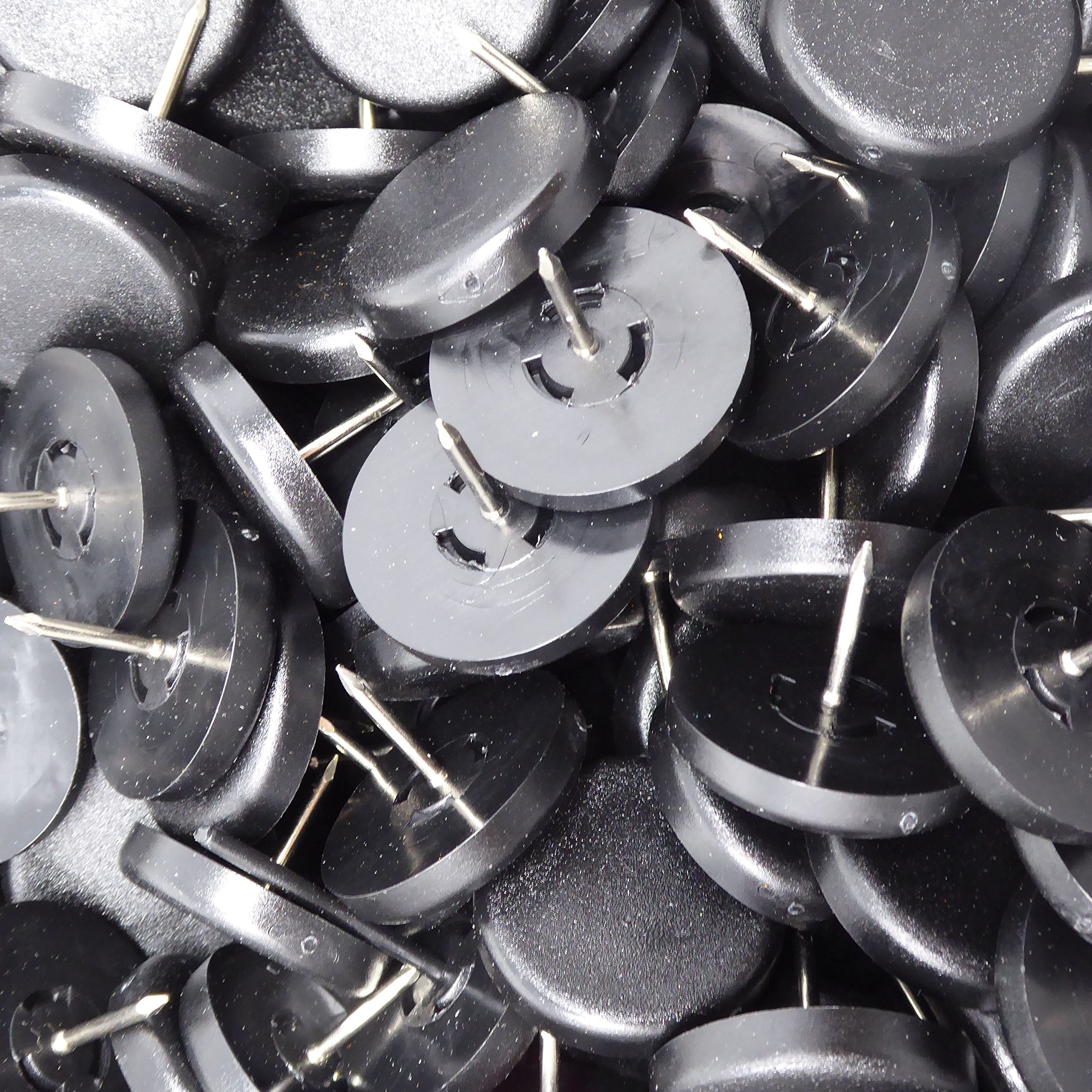 Adsamm® / 100 x Glides in plastic with nail, Black, diameter 30 mm - Image 2