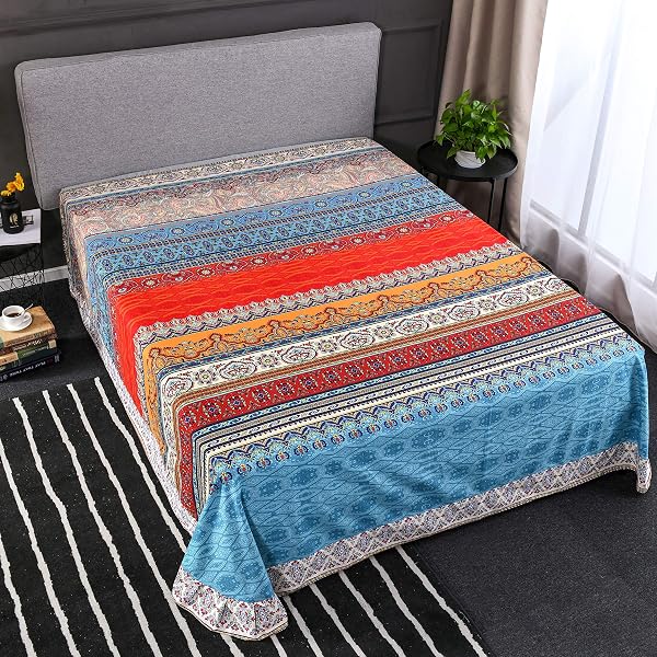 Bohemian King Flat Sheet Brushed Cotton