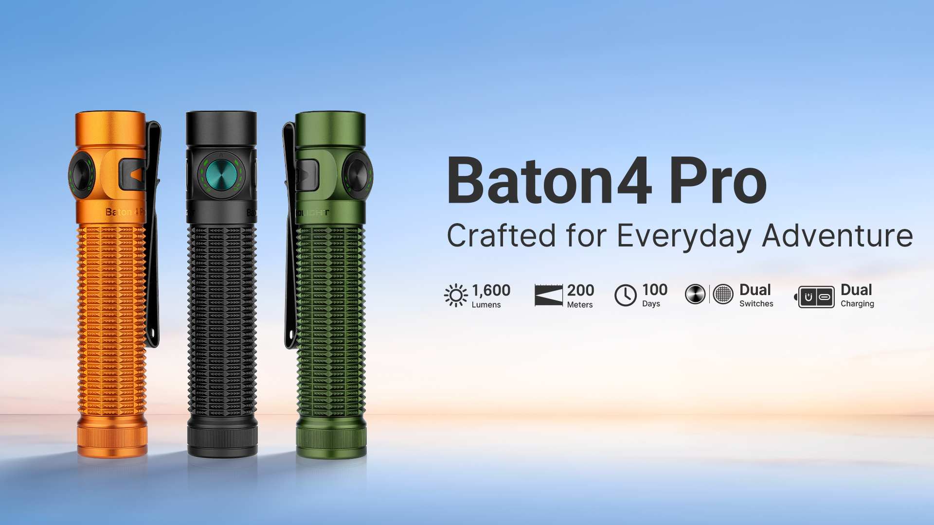 OLIGHT Baton4 Pro EDC Flashlight Rechargeable, 1600 Lumens Small