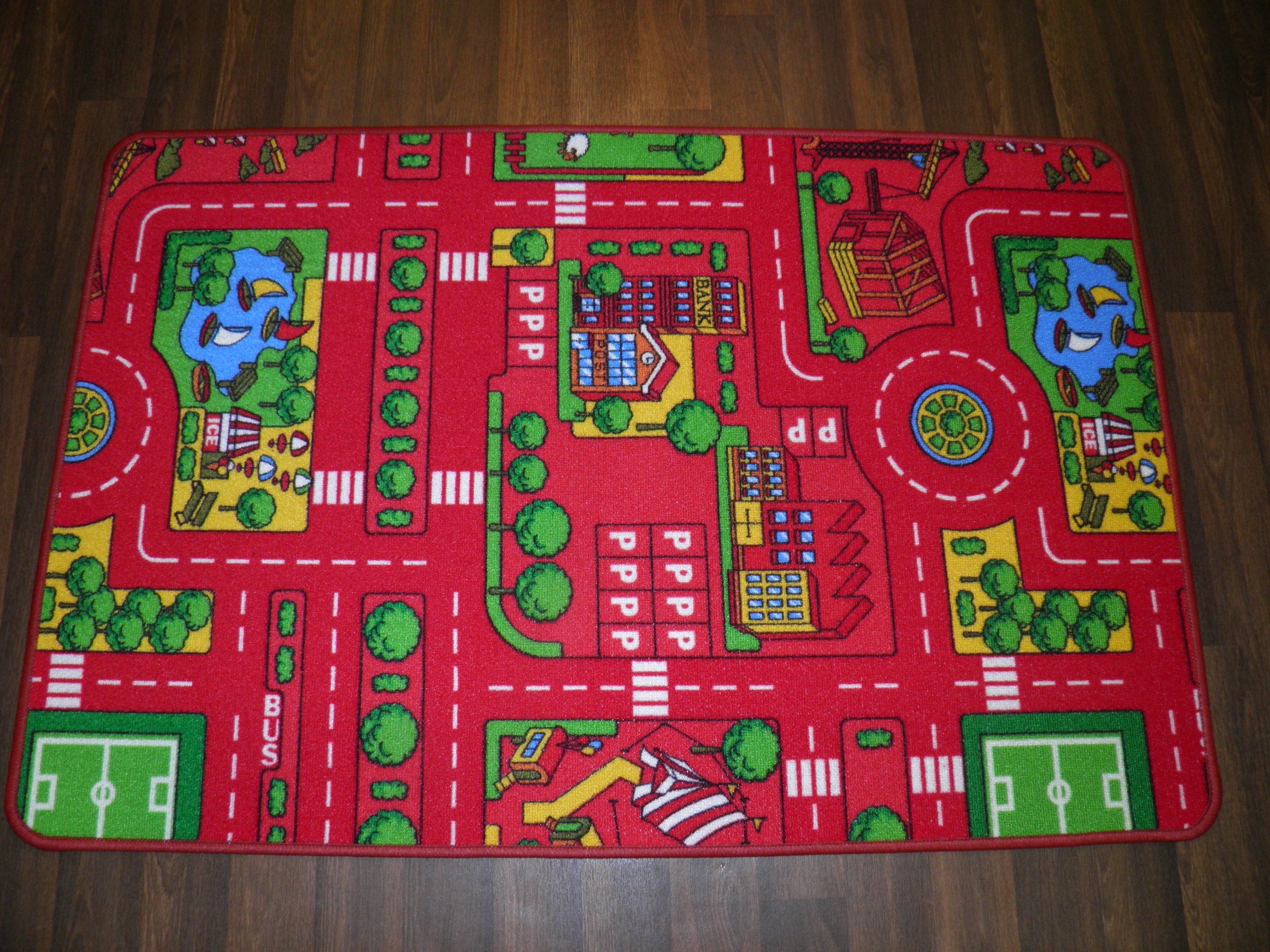 Orientalrugcompany Red Non Slip Kids City/Road Playmat Rug 80Cm X 120Cm Hours Of Fun For The Kids