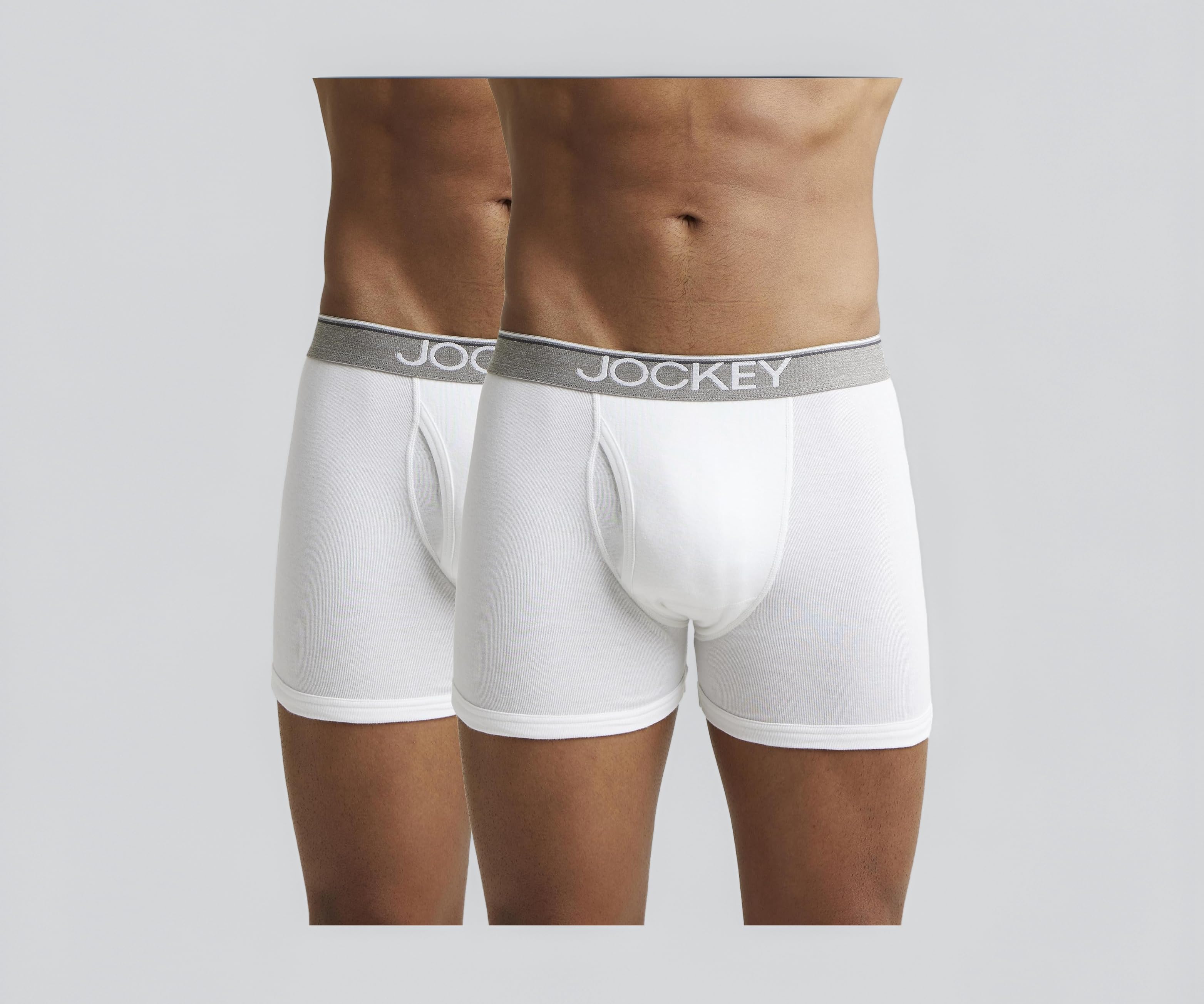 8009 Men's Super Combed Cotton Rib Solid Boxer Brief with Ultrasoft Waistband (Pack of 2)