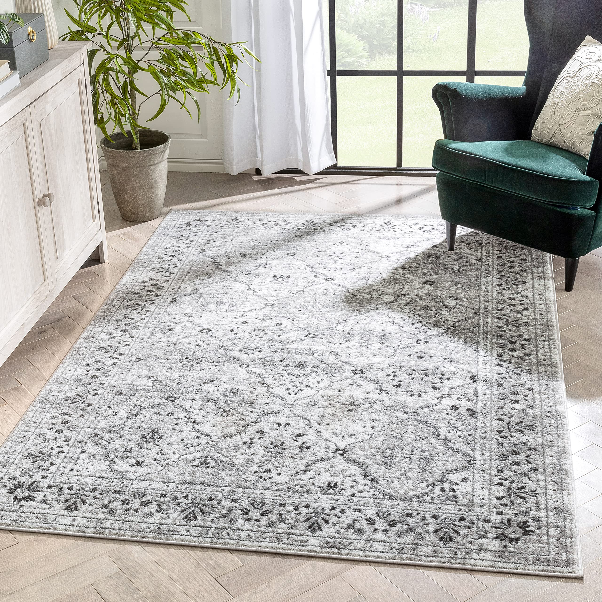 Well Woven Zazzle Argos Ivory Grey Vintage Modern 3'11" X 5'3" Area Rug