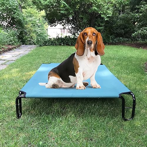 Miniatura 3 de Cama elevada para perros, 35 x 28 x 8 pulgadas (pequeña, verde)