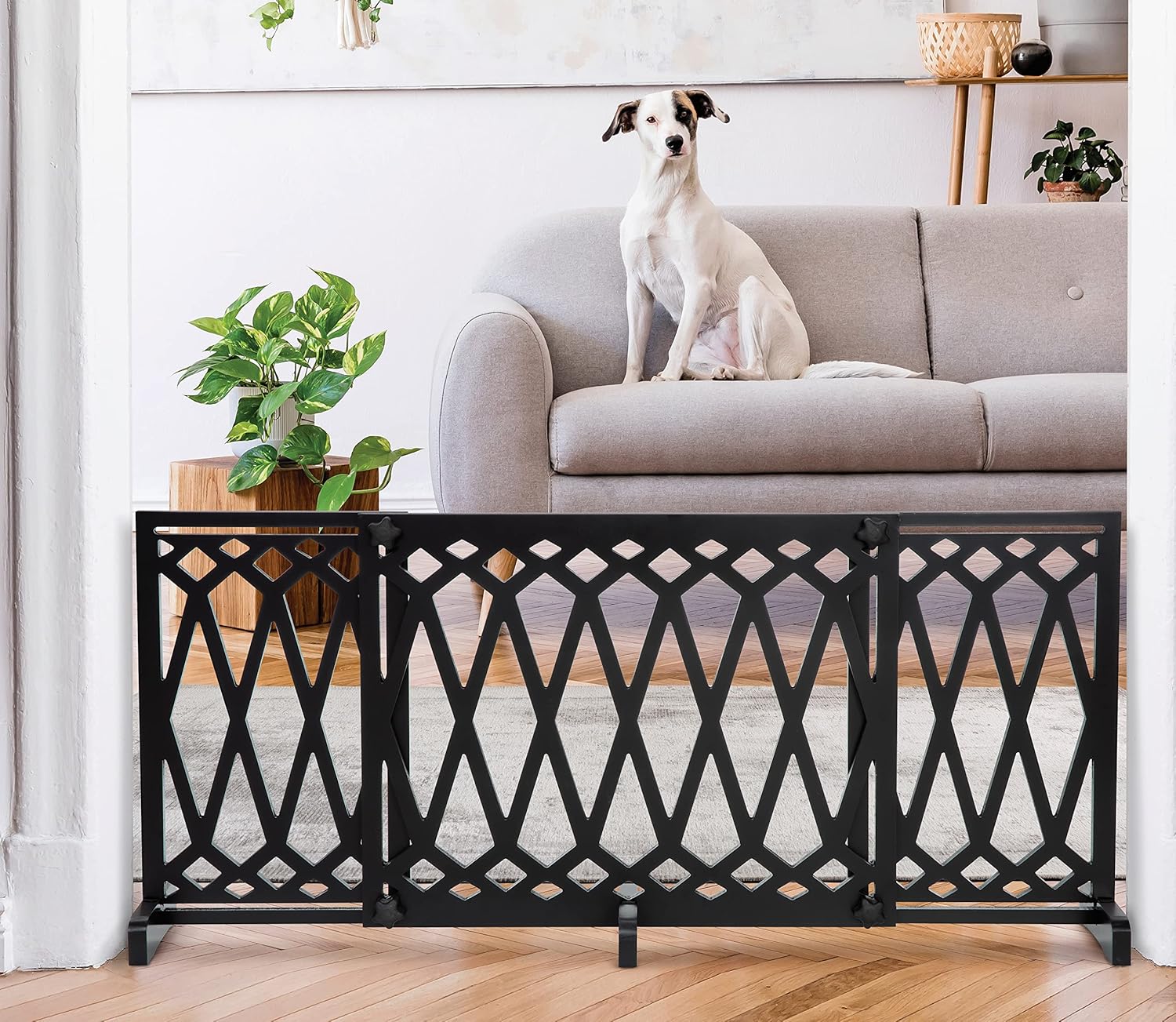 Bundaloo Freestanding Dog Gate Expandable Wooden Fence for