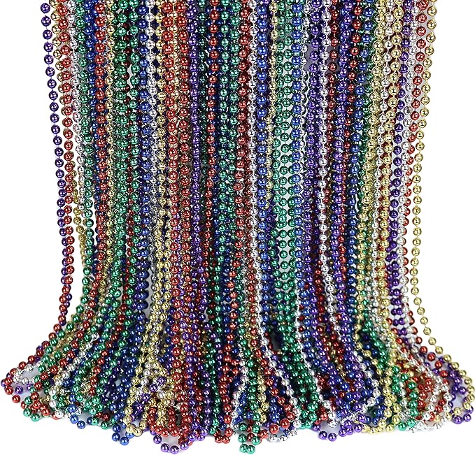 GIFTEXPRESS 72 pack 6 Assorted Color Mardi Gras Beads Bulk, Mardi Gras Beads