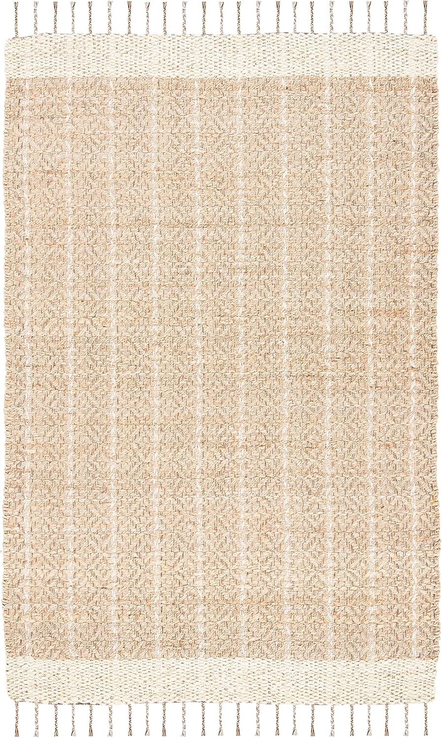 Ivory Cotton Flatweave Handmade Reversible Rug 5' x 8'