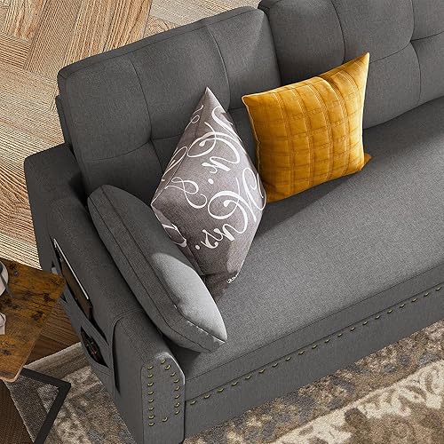 Miniatura 5 de HONBAY Sofá seccional convertible en forma de L, sofás seccionales reversibles para sala de estar, gris
