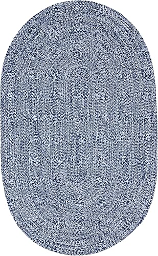 Miniatura 3 de Superior Alfombra reversible trenzada para interiores y exteriores, 8 x 10 pies, azul mezclilla-blanco