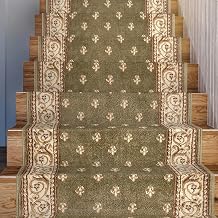 Well Woven Custom Size Hallway & Stair Runner - Barclay Fleur de Lis Green 27 Inches Wide x 40 Feet Long Runner 27" x 40 Runner Rug - Kid & Pet Friendly, Easy to Clean, Thick Pile